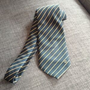 Dunhill Men's Tie Necktie Gold With Blue Stripes 100% Silk Made In Italy